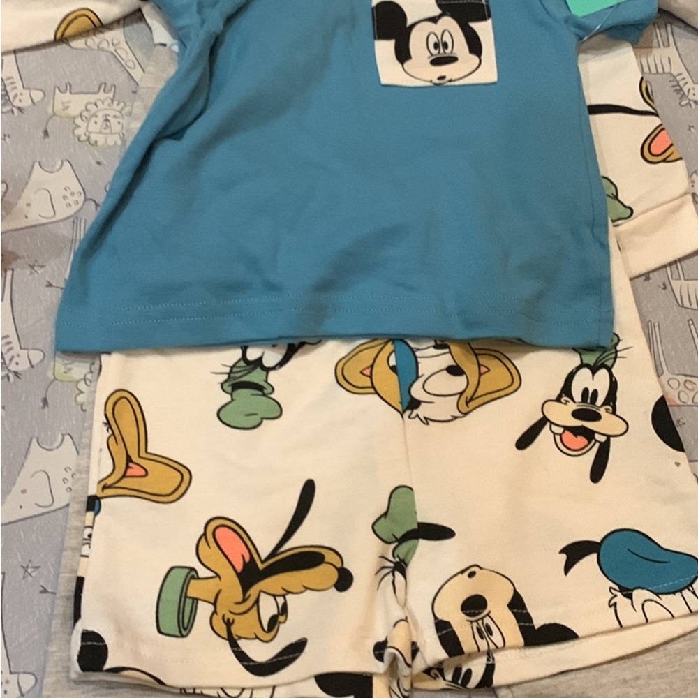 Disney Blue and White Pajama Set with Playful Pluto Print